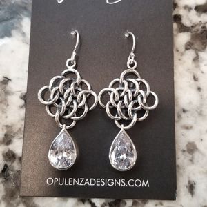 Opulenza Designs Weave & Droplet CZ Earrings